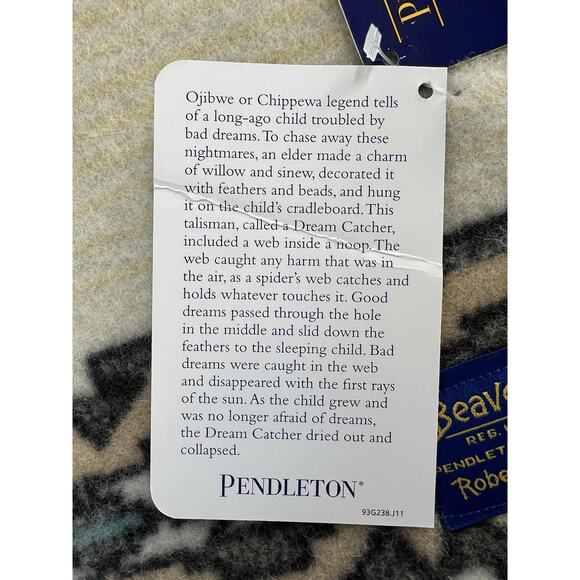 Pendleton Vtg Wool Blanket Beaver State Dreamcatcher Aztec Reversible 42x32 Crib - Picture 6 of 7